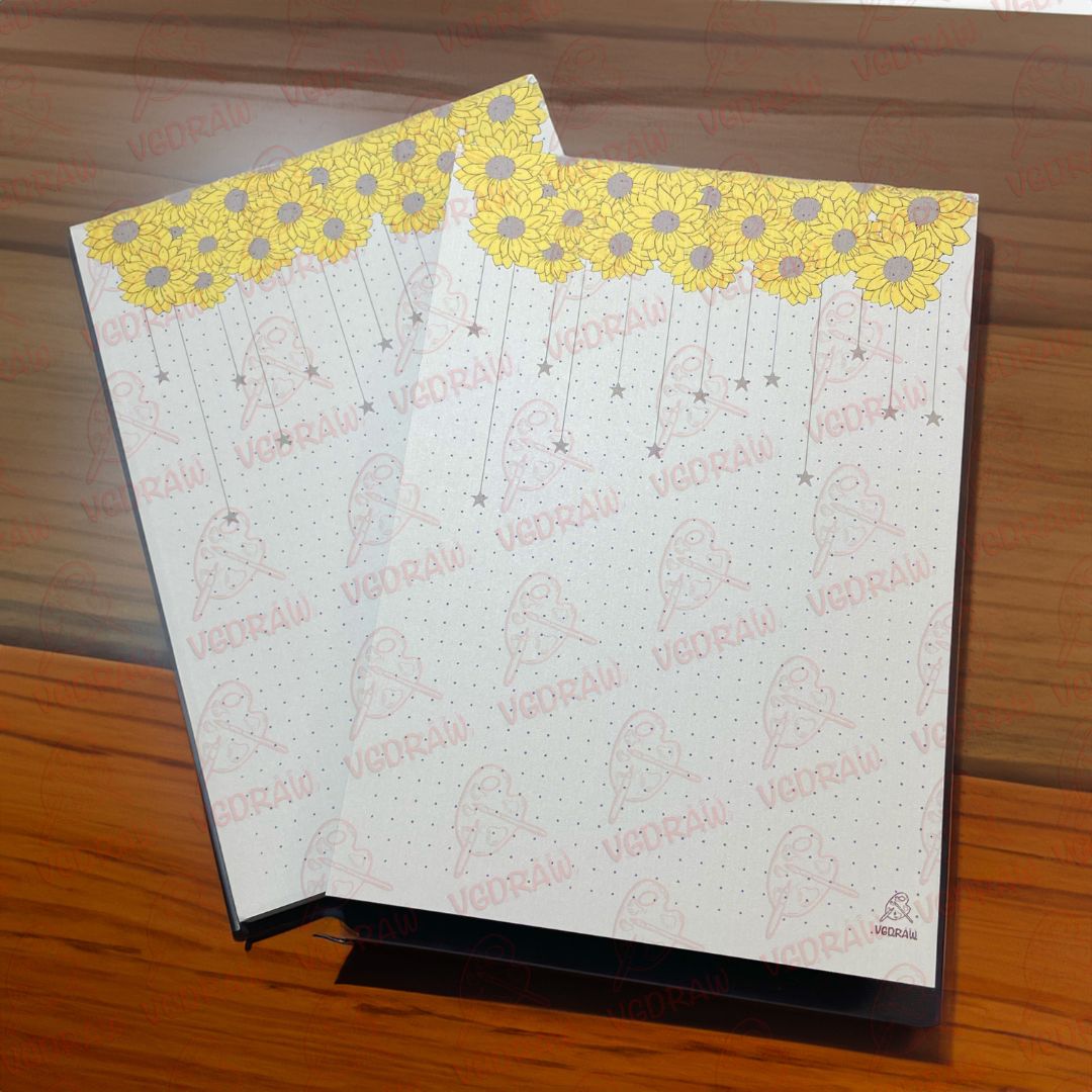 Libreta de notas con forma de estrella de girasol