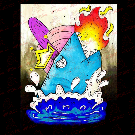 Flamin' Shark Head Sticker