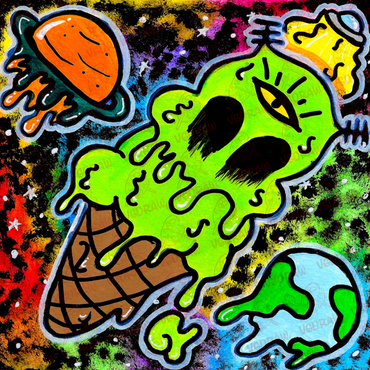 Drip Alien Ice Cream Sticker