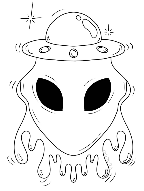 Alien UFO Mashup Color-In Sticker