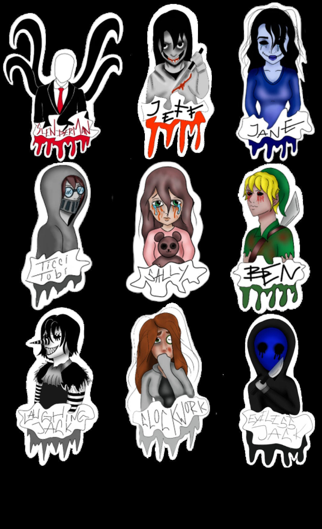 Hoja de pegatinas del equipo Creepypasta