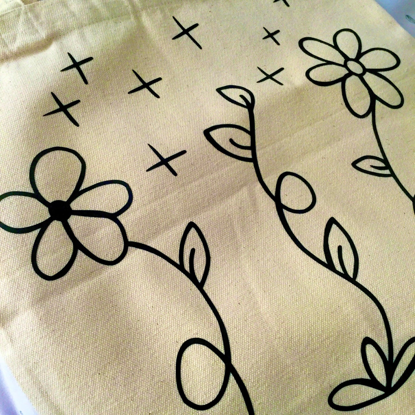 Doodle Flower Art Tote