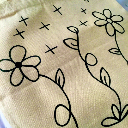 Doodle Flower Art Tote