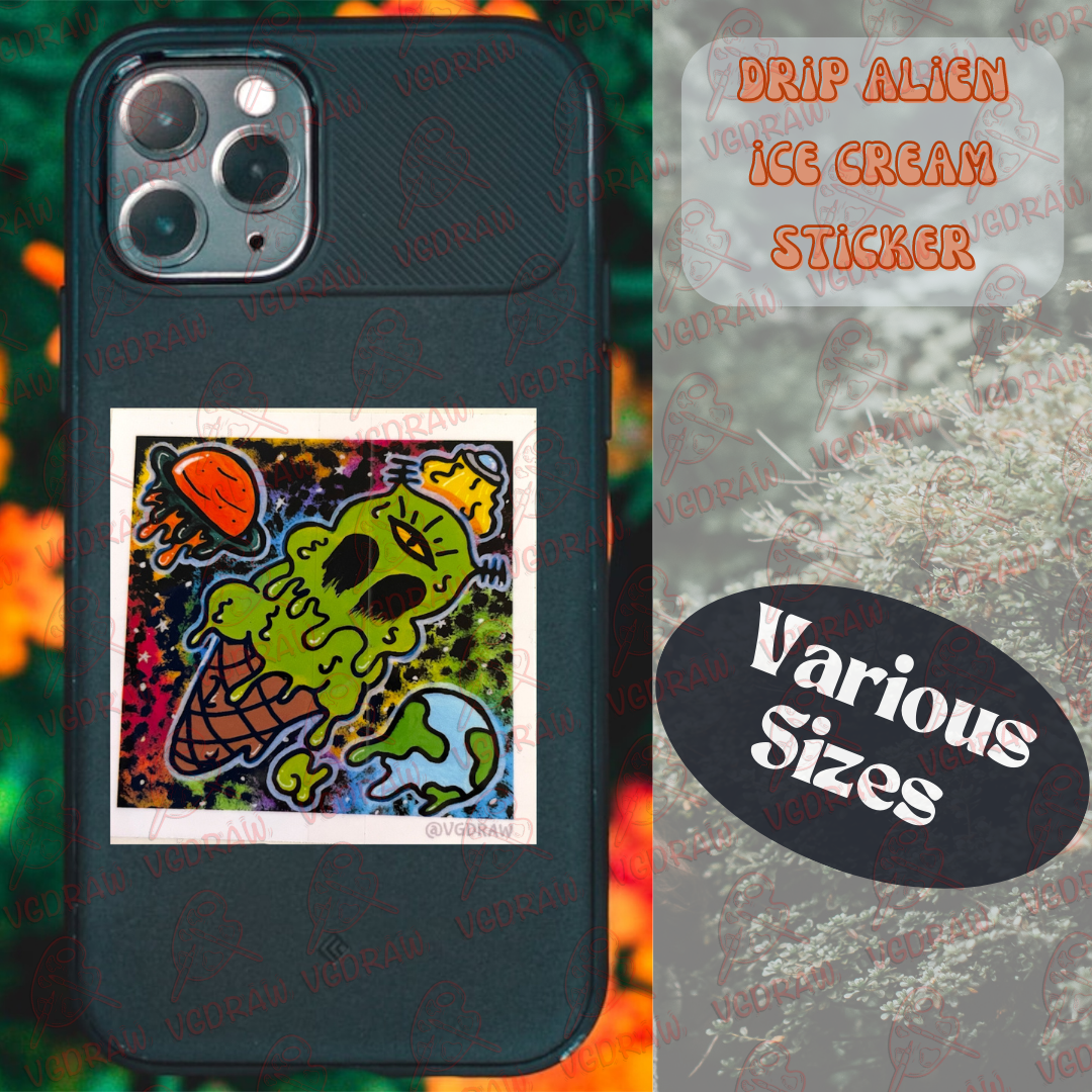 Drip Alien Ice Cream Sticker