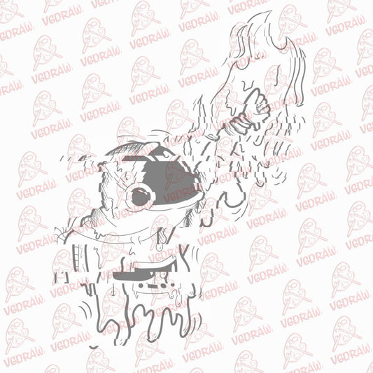 Astronaut Flame Tattoo Design Flash