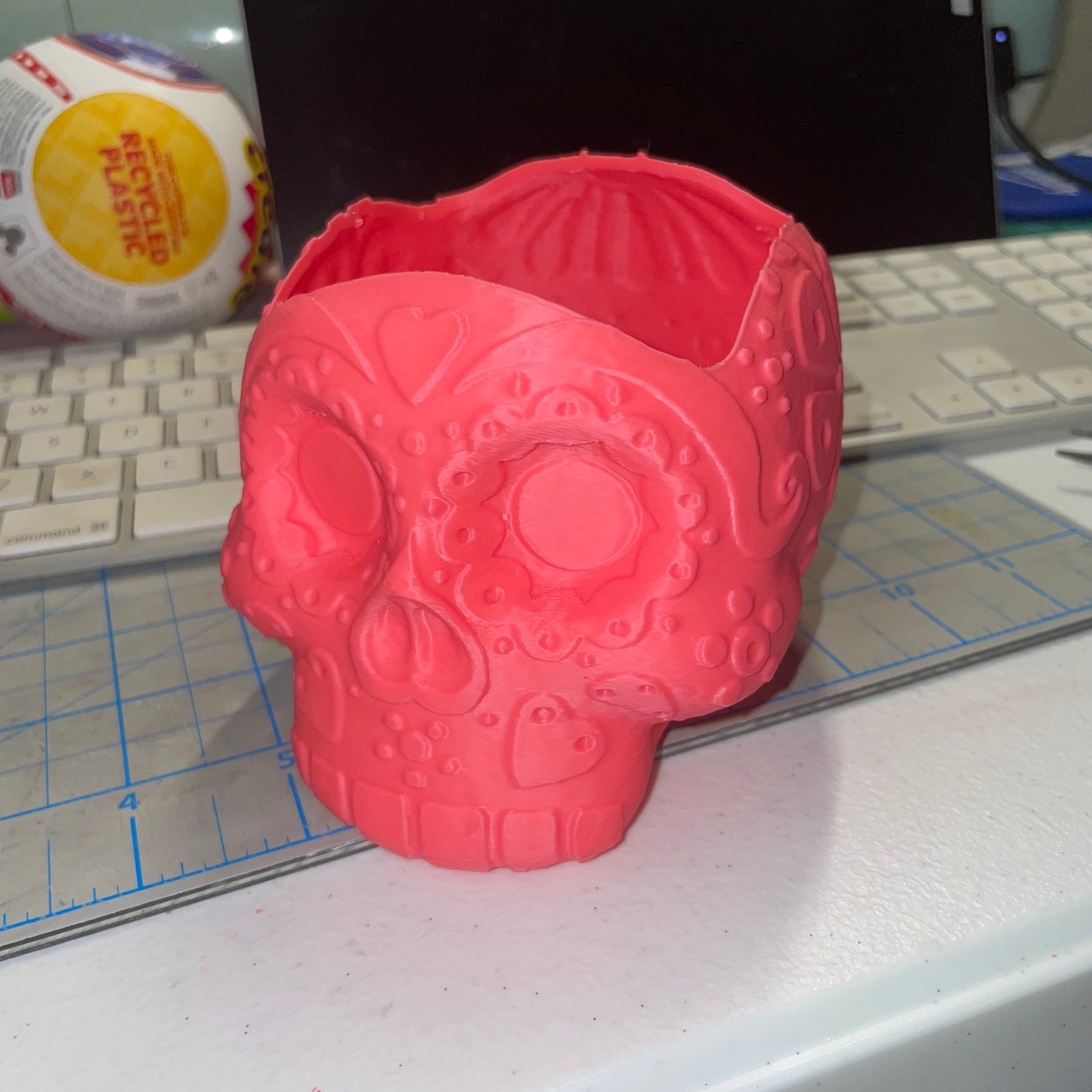 Vibrant 3D-Printed Sugar Skull (Calavera) Pen Holder / Desk Organizer