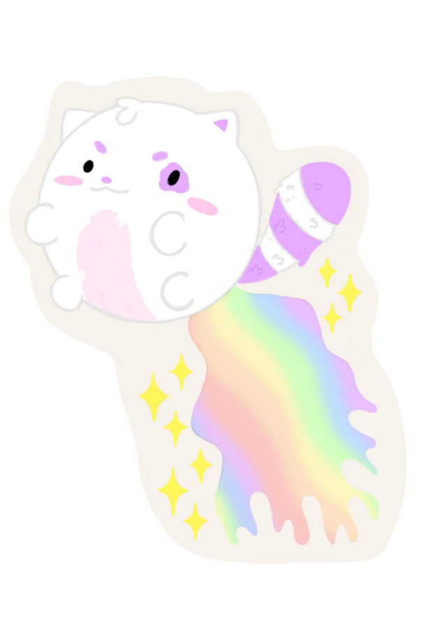 Floating Kitty Sticker