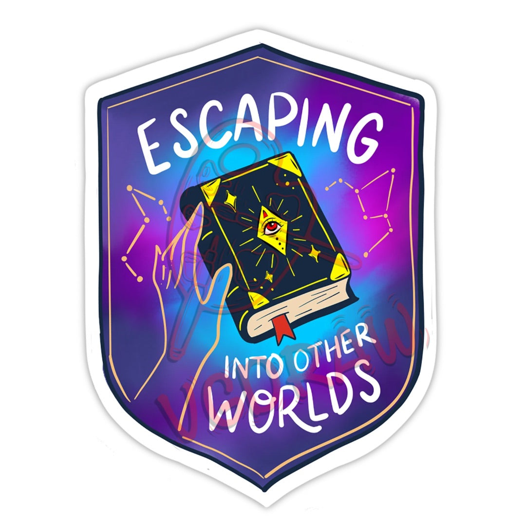Escaping into Other Worlds Sticker
