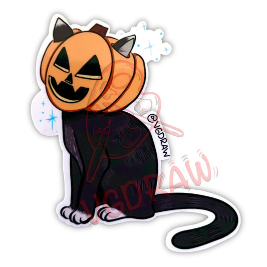 Pumpkin Head Kitty Sticker