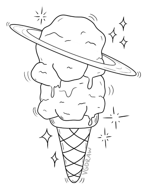 Space Ice-Cream Color-In Sticker