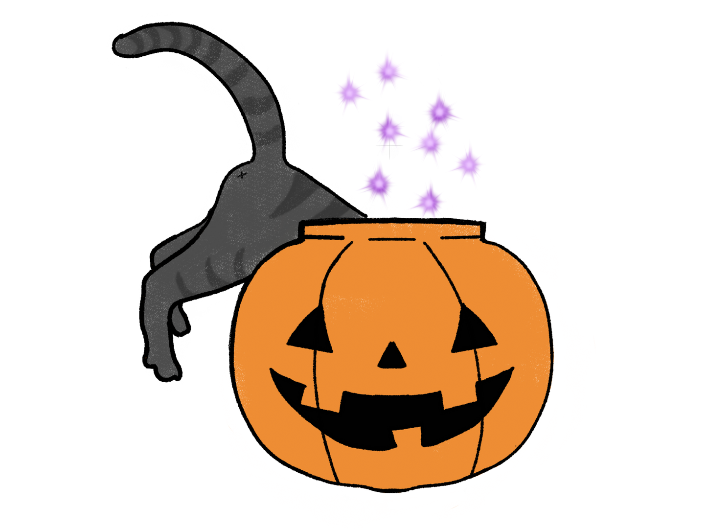 Halloween Cat in Pumpkin Fun Sticker