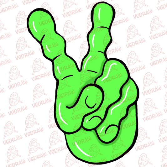 Alien Peace Hand Sticker