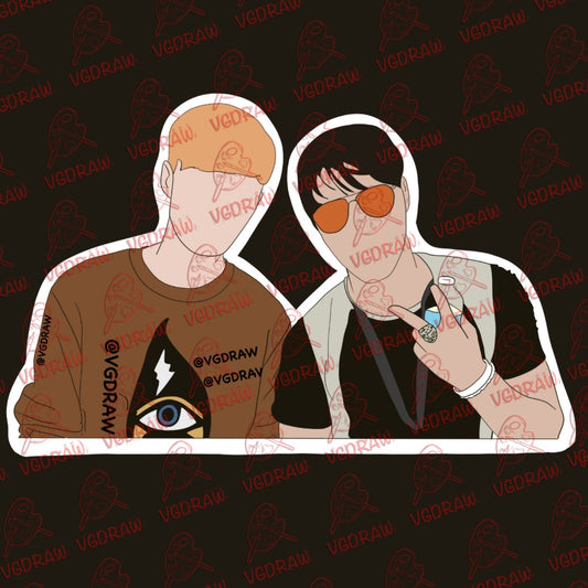Pegatina con ilustración de Sam y Colby n.° 2