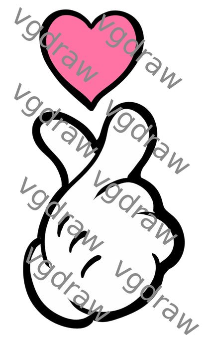 Pegatina con forma de corazón y dedo de Mickey