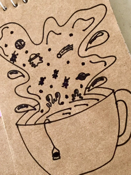 Cuaderno de notas con diseño de té espacial, diario personalizado