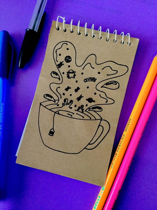 Cuaderno de notas con diseño de té espacial, diario personalizado