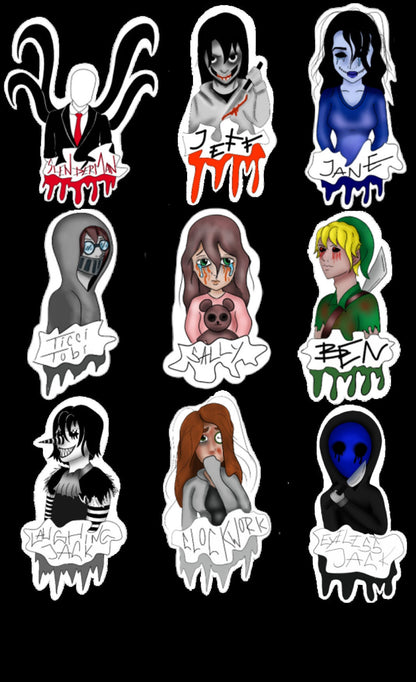 Hoja de pegatinas del equipo Creepypasta