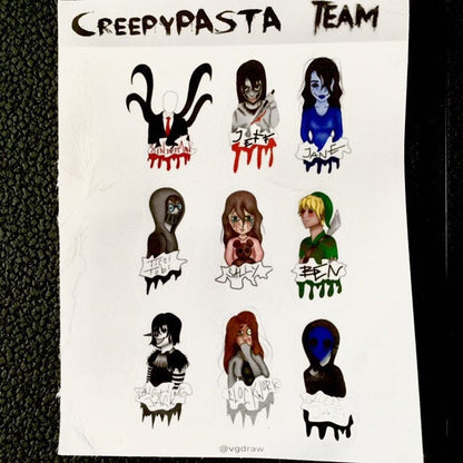 Hoja de pegatinas del equipo Creepypasta